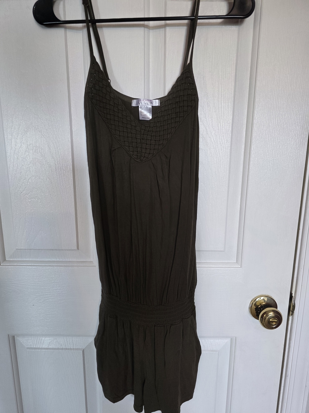 Women's Olive Sleeveless Mini Dress with Smocked Waist
